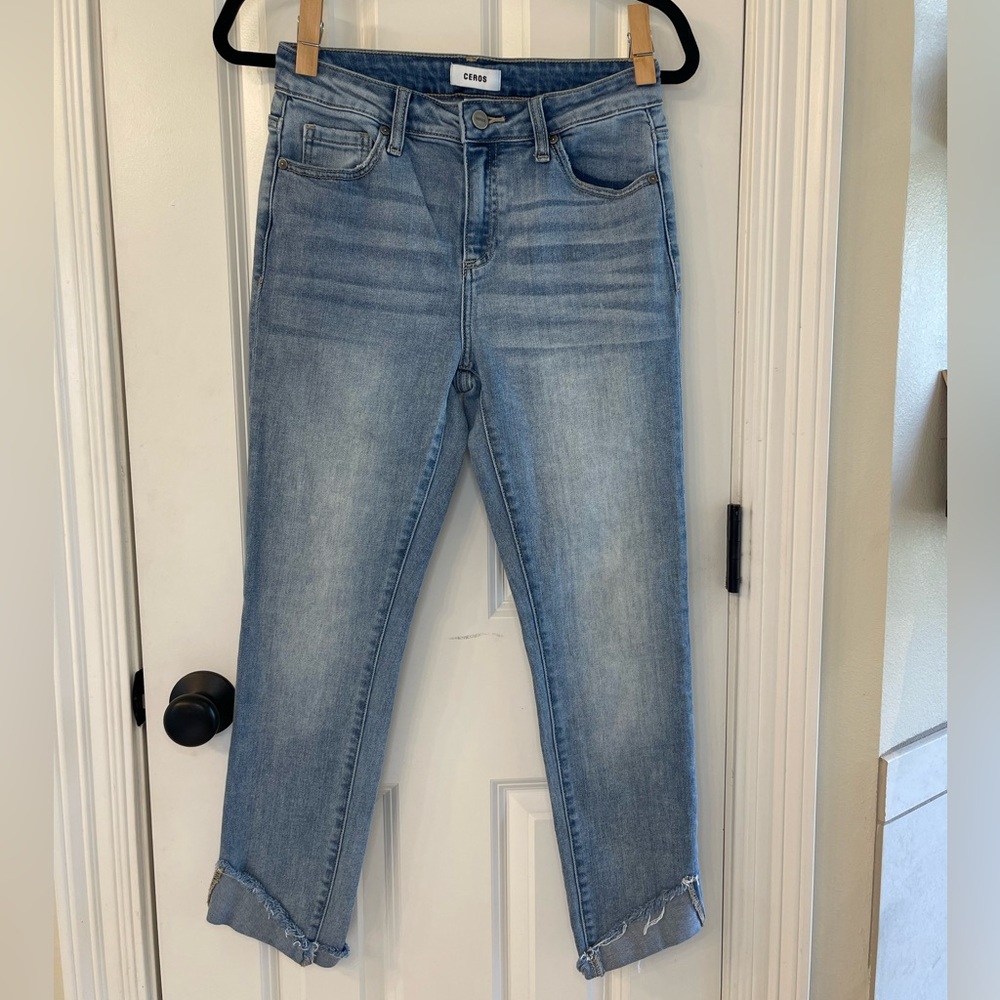 Ceros Light Wash Blue Jeans Sophia Malibu Mid- Rise Slim Size 27